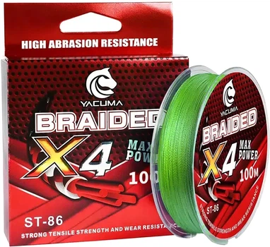 Шнур YACUMA 4-Braid 100 м 0.14 мм 7.3 кг Зелений (YCM100-014)
