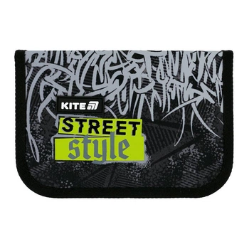 Пенал Kite Street Style "Граффити" 1 отделение с 1 отворотом каркасный на молнии темно-серый (K25-621-6)