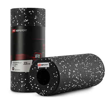 Роллер массажер (валик, ролик) гладкий Hop-Sport EPP 33см HS-P033YG черно-белый