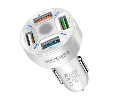 Автомобильное зарядное устройство TRw 4USB PD20W QC 3.0 White (HbP050552)