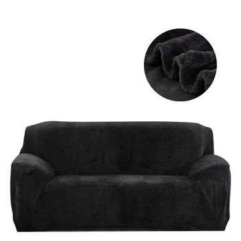 Захисний чохол на тримісний диван Diana Textile Plush Velvet, 190x230 см, Чорний