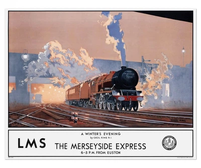 Постер CP LMS Мерсисайд Экспресс 1937, Железная дорога 84х66 см (261)