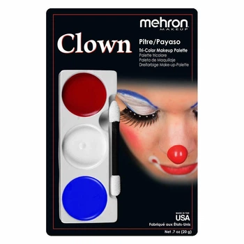 Набір кремового гриму для образу "Клоун" MEHRON Tri-Color Makeup Palette (Clown) 7oz., 20 г