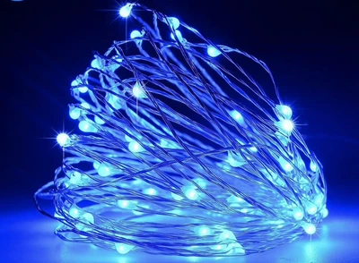 Новогодние гирлянды медная проволочная лампа 100LED 10м синий 220В