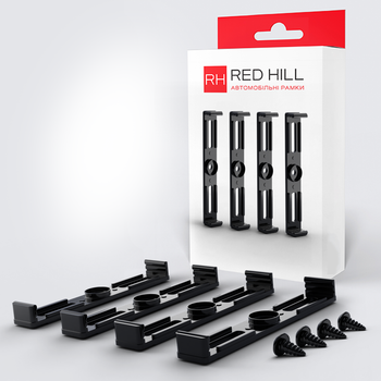Рамка автомобильная под номер черная комплект Classic RED HILL 001-0