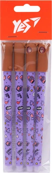 Набор ручек гелевых YES пиши-стирай Line Friends Brown 0.5 мм синяя 4 шт (450190)