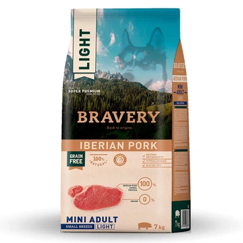 BRAVERY Iberian Pork Mini Adult LIGHT,сухий корм для дор.собак дрібних порід,зі свининою по -іберійськи Легка 7kg