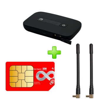 Карманный 4G Wi-Fi роутер Huawei E5373 с аккумулятором + 2 антенны в подарок + симкарта для интернета Vodafone