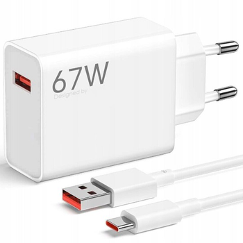 Зарядное устройство для зарядки телефона 67W с USB кабелем Type-C, сетевой адаптер блок питания
