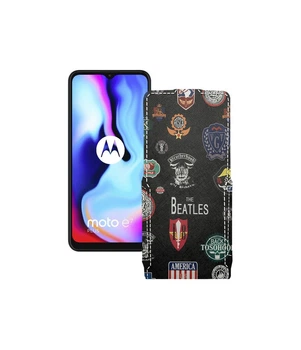 Чохол-флип з екошкіри для телефону Motorola Moto E7 Plus Бітлз