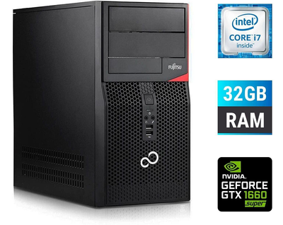 Игровой ПК Fujitsu Tower / Intel Core i7-6700 (4 (8) ядра по 3.4 - 4.0 GHz) / 32 GB DDR4 / 250 GB SSD + 1000 GB HDD / nVidia GeForce GTX 1660 Super, 6 GB GDDR6, 192-bit б/у