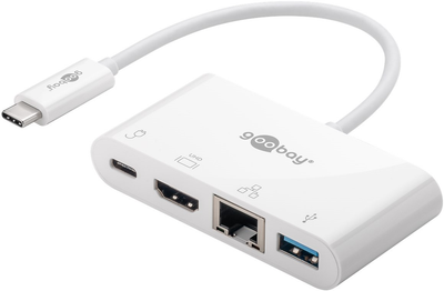 Adapter Goobay USB-C do USB-C/USB-A/HDMI/RJ-45 Multiport White (4040849517723)