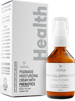 Крем при псоріазі та дерматитах із пребіотиком - Vesna Health Care Psoriasis Moisturizing Cream With Prebiotics 50ml.