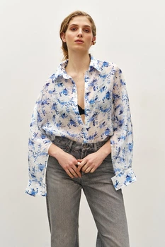 Жіноча блуза з тенселу oversize RICA MARE MKRM4243 - 44, Білий