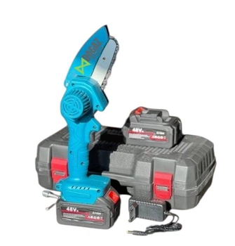 Акумуляторна ланцюгова міні пила Mini Electric Chainsaw 48v для обрізки дерев два акумулятори в кейсі 4″ Mini Electric Chainsaw (3477)