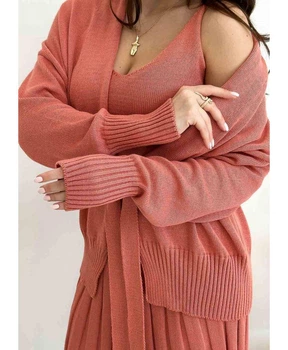 Жіночий в'язаний кардиган на завязках ARTKNIT L-XL Помаранчевий (ak29004)