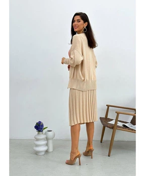 Жіночий в'язаний кардиган на завязках ARTKNIT L-XL Бежевий (ak29000)