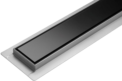 Odpływ liniowy FALA stal nierdzewna z kratką 60 cm suche zamknięcie BLACK GLASS (75386) (5906083031151)