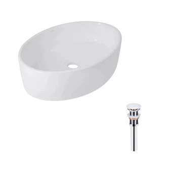 Раковина накладная 500x360x140 мм Qtap Kolibri White + Донный клапан PU02