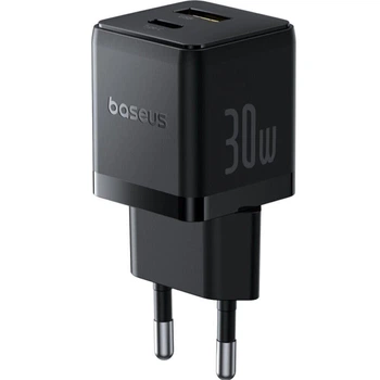 Зарядка Baseus Palm 30Вт, черная, двойной порт USB-A/USB-C, быстрое питание