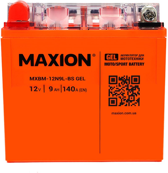 Мото аккумулятор Maxion 12N9L-BS GEL 12 В 9 А/час 140 A (4820219072683)