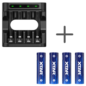 Набір акумуляторна батарея AA XTAR Blue PRO 1.5V Li-ion 4150mWh/2500mAh 4шт. та зарядний пристрій XTAR L4 Type-C