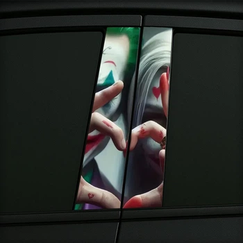 Наклейка на стойку авто 2шт - Harley Quinn and Joker LOVE
