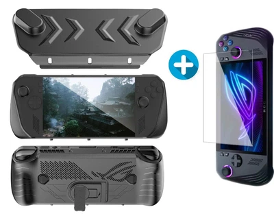 Защитный двухсторонний чехол с подставкой JYS для игровой приставки Asus Rog Ally X + защитное стекло