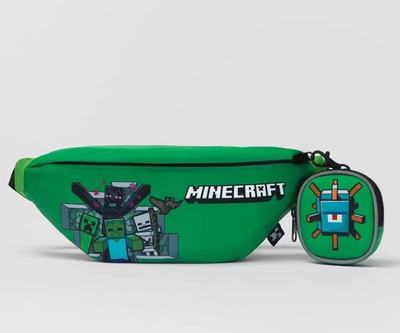 Дитяча сумка бананка Кріпер Minecraft Майнкрафт для хлопчиків на пояс через плече зелений (AN)60505
