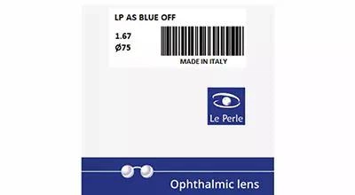 Лінза для окулярів асферична Le Perle 1.67 AS Blue off Ø70 S-10