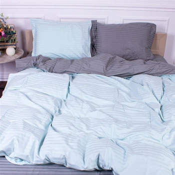 Комплект постільної білизни MirSon Satin Stripe 30-0013 + 30-0010 Windly 160х220 Полуторний Євро (2200005259672)