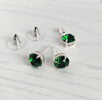 Комплект прикрас Hand Made з кристалами Swarovski яскравого зеленого кольору