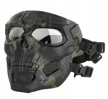 Маска з черепом Full Face Combat з кріпленням на шолом/голову Airsoft Dark Multicam