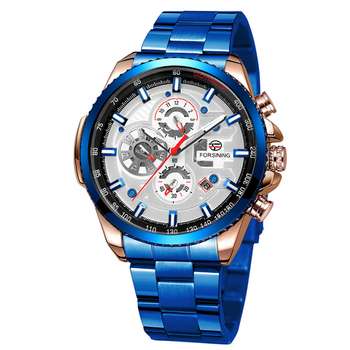 Часы наручные Forsining 6909 Blue-Cuprum-White