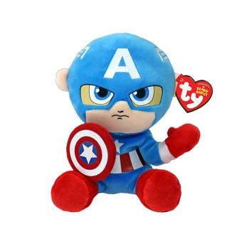 Детская игрушка мягконабивная TY Marvel "Капитан Америка" 15 см, 44002