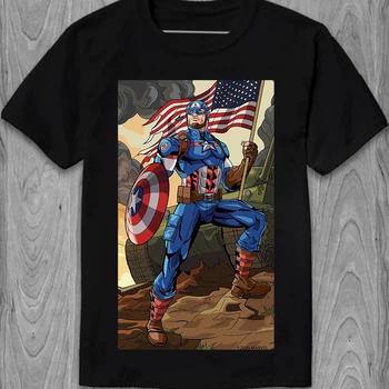 Чоловіча футболка Captain America Капітан Америка Serge Super PG02094 goodreclama XXL Чорний