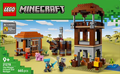 Конструктор LEGO Minecraft Аванпост разбойников и опустошитель 665 деталей (21278)