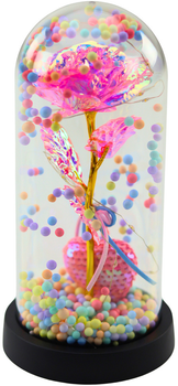 Wieczna róża w kolbie Lena Toys Led różowa z serduszkiem i kuleczkami 21x11 cm (5905991037309)