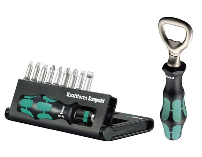 Wera Kraftform Kompakt 10 Отвертка с набором бит KK10 (SL, PH, PZ, TX) и открывалка для бутылок 05056653001