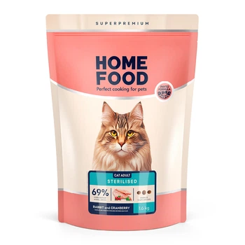 Сухой корм HOME FOOD для стерилизованных/кастрированных взрослых кошек "Кролик и клюква" For Sterilised/Neutered Cats 1.6 кг