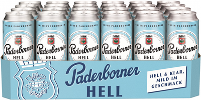 Упаковка пива Paderborner Hell светлое фильтрованное 5.1% 0.5 л х 24 шт (4101120096853)