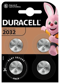 Батарейка литиевая Duracell CR2032 4BL, 3V, блистер 4шт