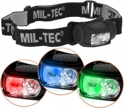 Налобний ліхтарик Mil-tec, ліхтарик 4 діоди, мил-тек налобний