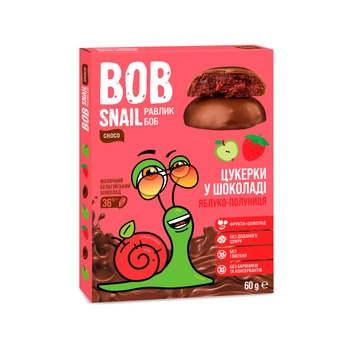 Цукерки натуральні Яблучно-Полуничні в молочному шоколаді Bob Snail 60 г (19203825)