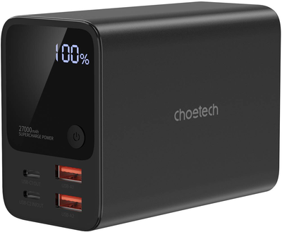 УМБ Choetech 27000mAh 222.5W 2xUSB-C PD3.0 100+100W 2xUSB-A QC3.0 22W Black (B635-BK)