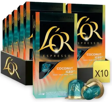 Набір кофе в капсулах Nespresso L'OR Coconut Iced 10 пачок по 10капсул