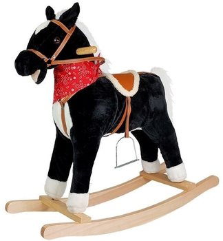Koń na biegunach LEAN Toys rusza pyskiem ogonem 74 cm czarno - biały (5902808151746)