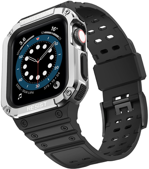 Ремінець із чохлом Hurtel Protect Strap Band для Apple Watch 38/40/41 мм Black/Silver (9145576231593)