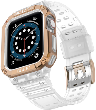 Ремінець із чохлом Hurtel Protect Strap Band для Apple Watch 38/40/41 мм Tranparent/Rose Gold (9145576231562)