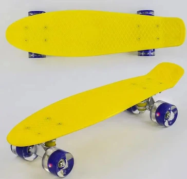 Скейт Пенні борд Best Board, ЖОВТИЙ, дошка = 55см, колеса PU зі світлом, діаметр 6 см